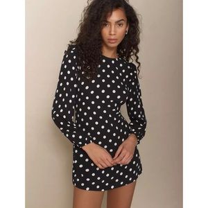 Reformation Bedford Dress in black and white dot, size M